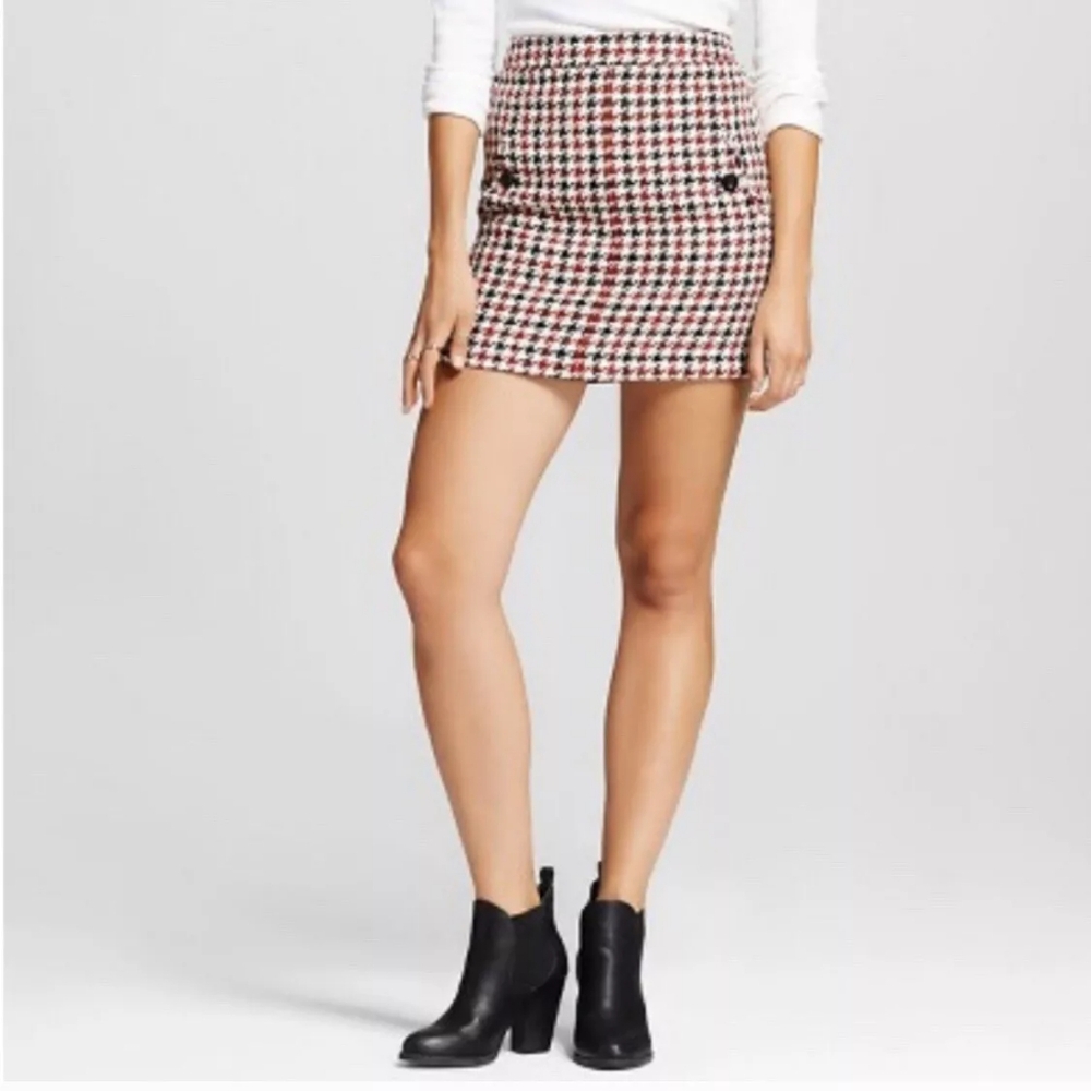 Xhilaration, Burgundy Houndstooth Mini Skirt